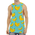 Polka Dot Banana Pattern Print Men's Muscle Tank Top