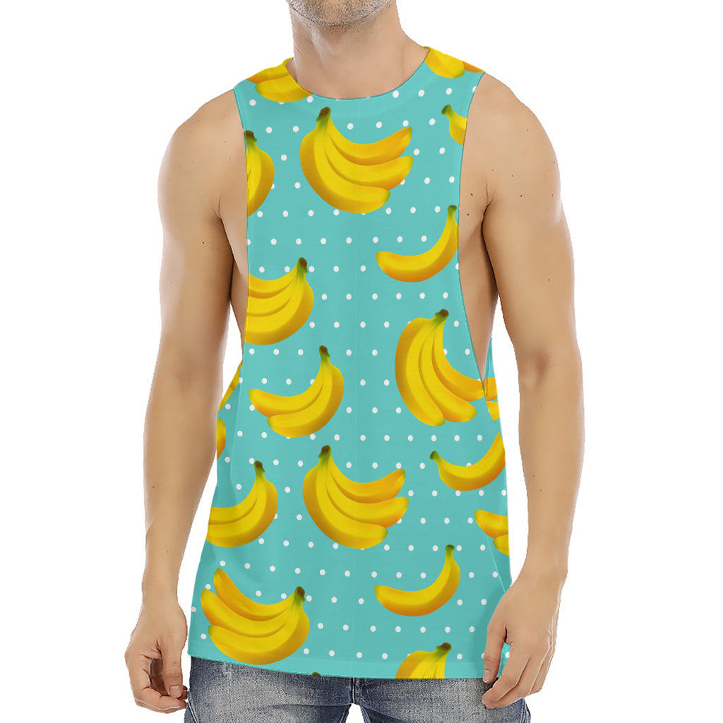 Polka Dot Banana Pattern Print Men's Muscle Tank Top