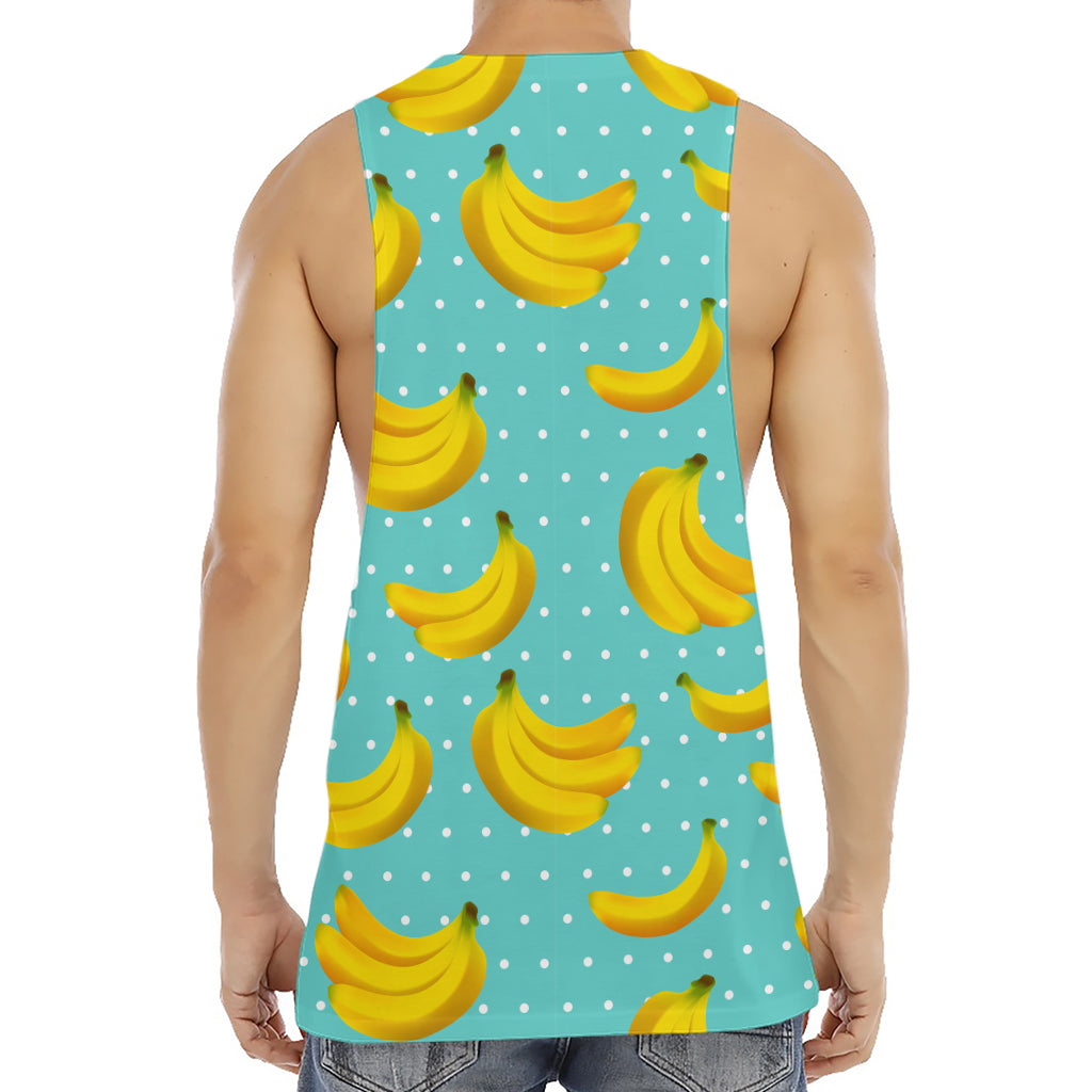 Polka Dot Banana Pattern Print Men's Muscle Tank Top