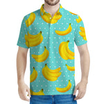 Polka Dot Banana Pattern Print Men's Polo Shirt