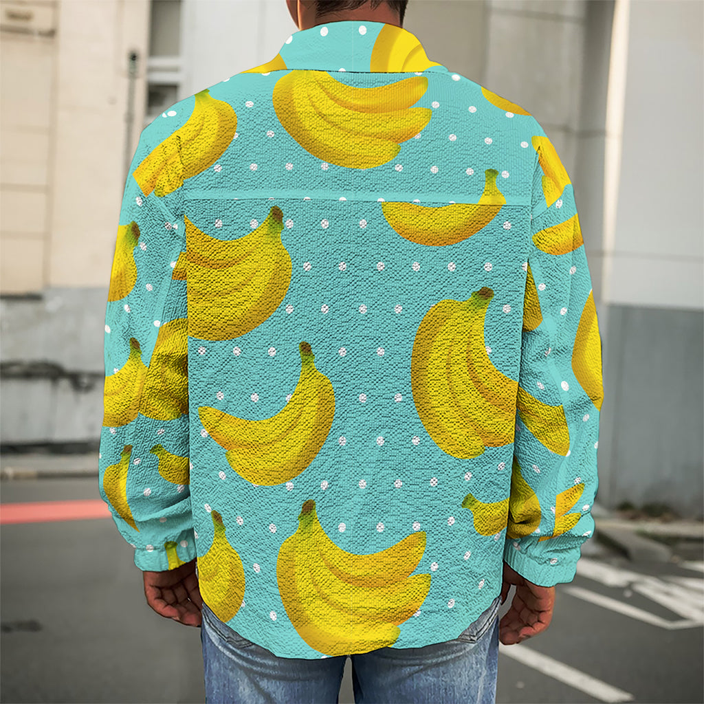 Polka Dot Banana Pattern Print Men's Shirt Jacket