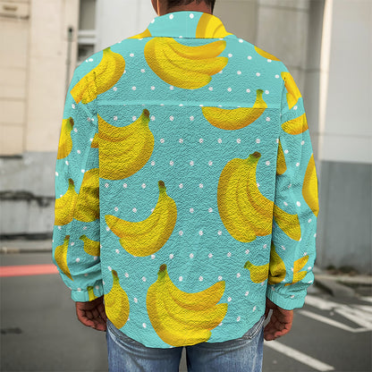 Polka Dot Banana Pattern Print Men's Shirt Jacket