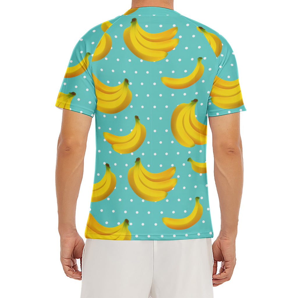 Polka Dot Banana Pattern Print Men's Short Sleeve Rash Guard