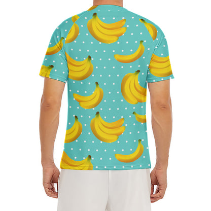 Polka Dot Banana Pattern Print Men's Short Sleeve Rash Guard