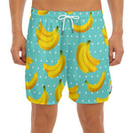 Polka Dot Banana Pattern Print Men's Split Running Shorts