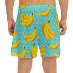 Polka Dot Banana Pattern Print Men's Split Running Shorts