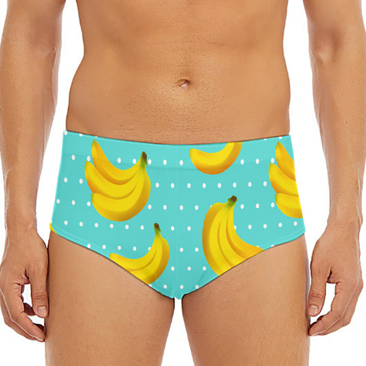 Polka Dot Banana Pattern Print Men's Triangle Swim Briefs