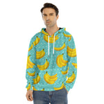 Polka Dot Banana Pattern Print Men's Velvet Pullover Hoodie