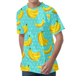 Polka Dot Banana Pattern Print Men's Velvet T-Shirt