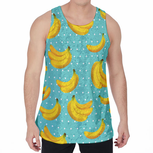 Polka Dot Banana Pattern Print Men's Velvet Tank Top