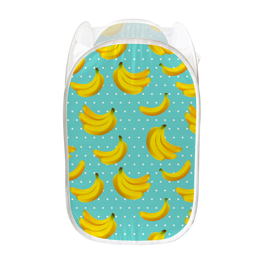 Polka Dot Banana Pattern Print Mesh Laundry Hamper