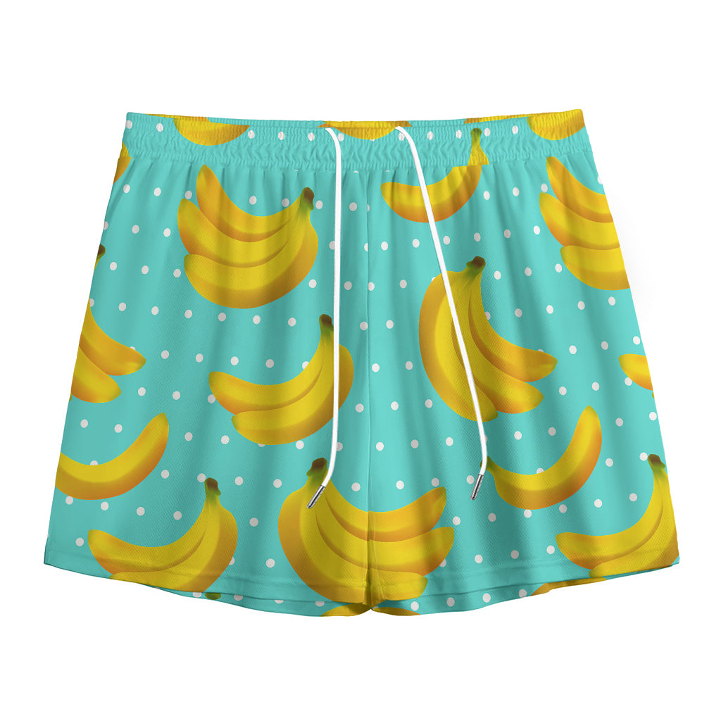 Polka Dot Banana Pattern Print Mesh Shorts