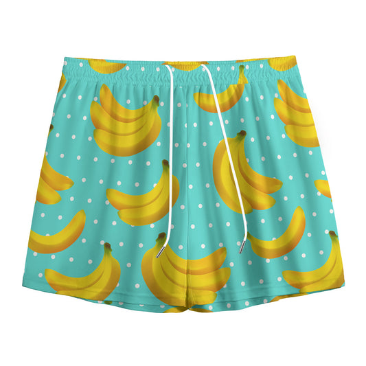 Polka Dot Banana Pattern Print Mesh Shorts