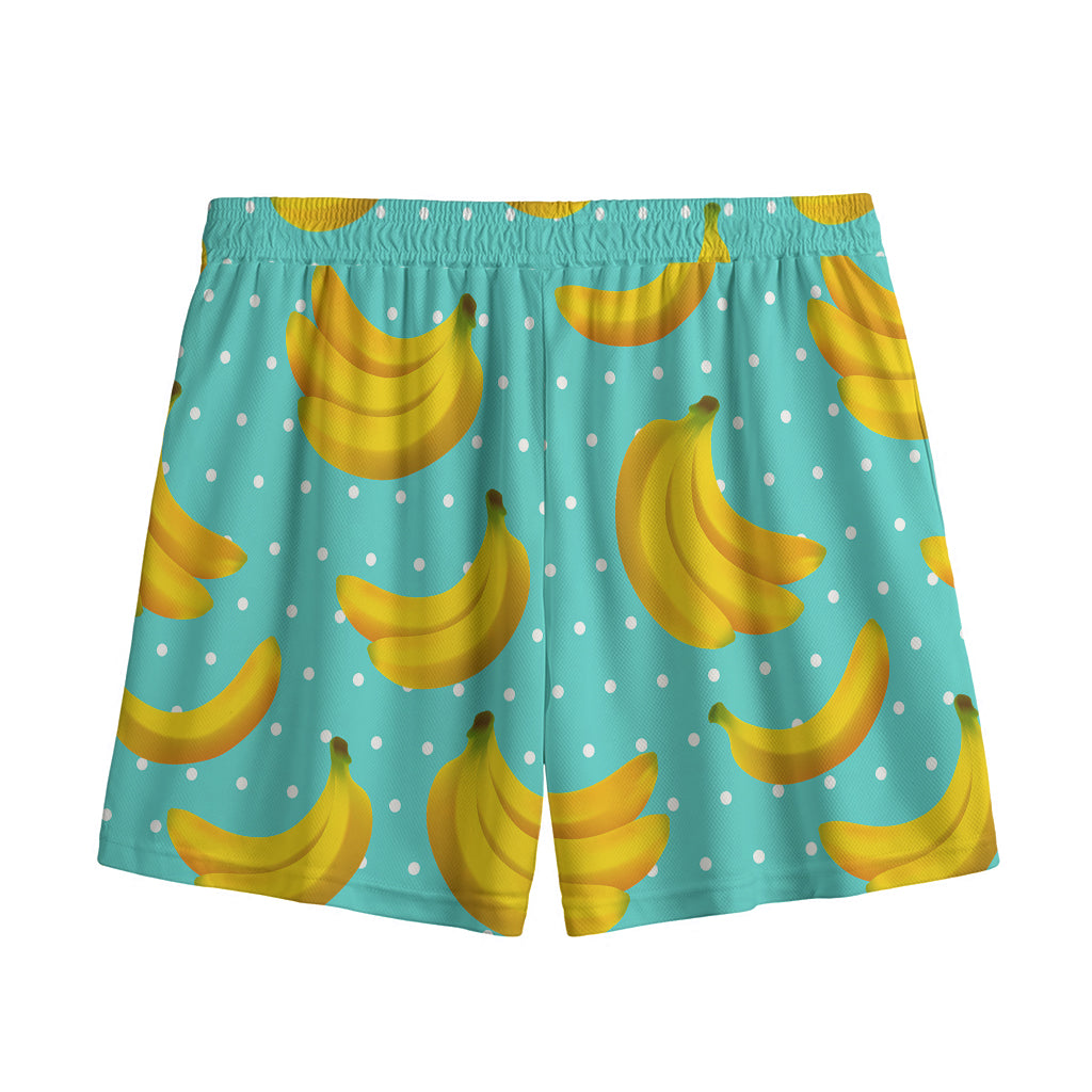 Polka Dot Banana Pattern Print Mesh Shorts