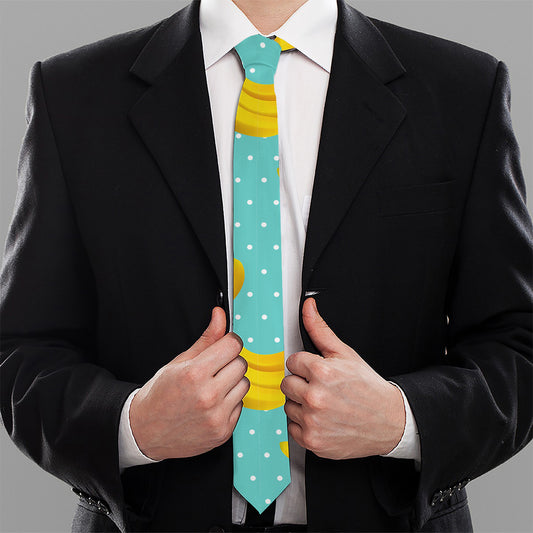Polka Dot Banana Pattern Print Necktie