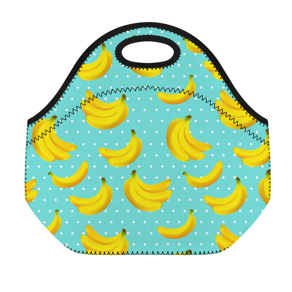 Polka Dot Banana Pattern Print Neoprene Lunch Bag