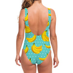 Polka Dot Banana Pattern Print One Piece Swimsuit
