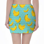 Polka Dot Banana Pattern Print Pencil Mini Skirt