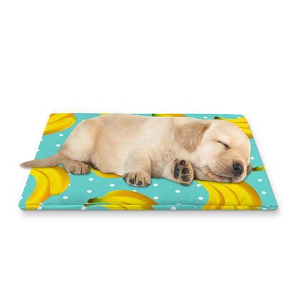 Polka Dot Banana Pattern Print Pet Cooling Mat Cover