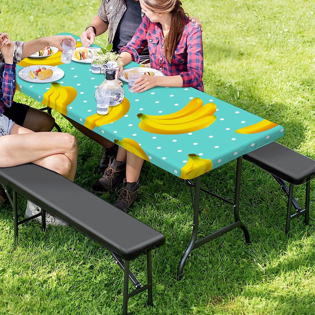 Polka Dot Banana Pattern Print Picnic Table Cover