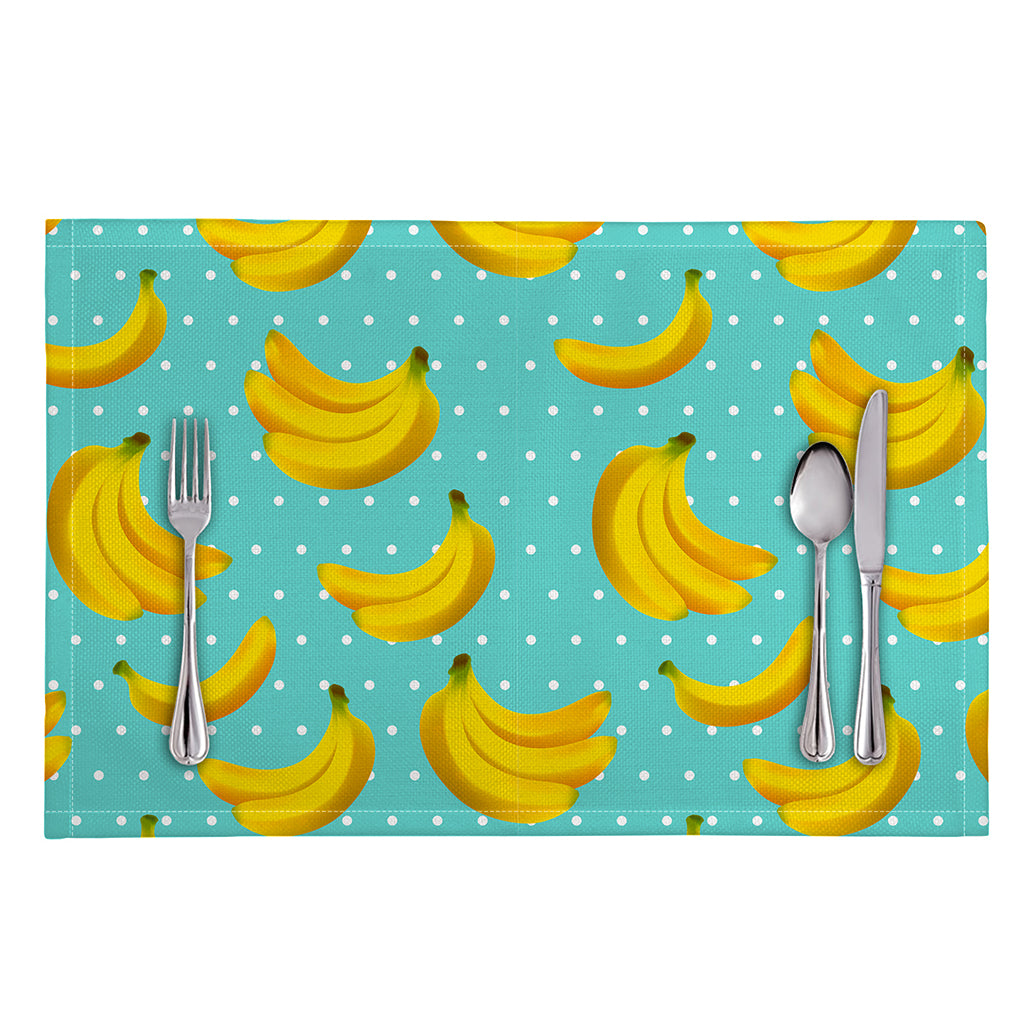 Polka Dot Banana Pattern Print Placemat