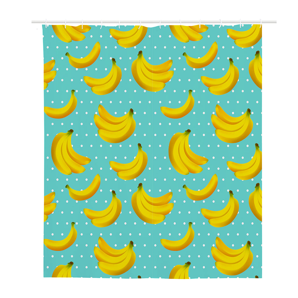 Polka Dot Banana Pattern Print Polyester Shower Curtain