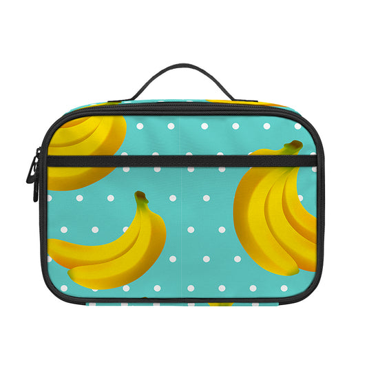 Polka Dot Banana Pattern Print Portable Lunch Bag