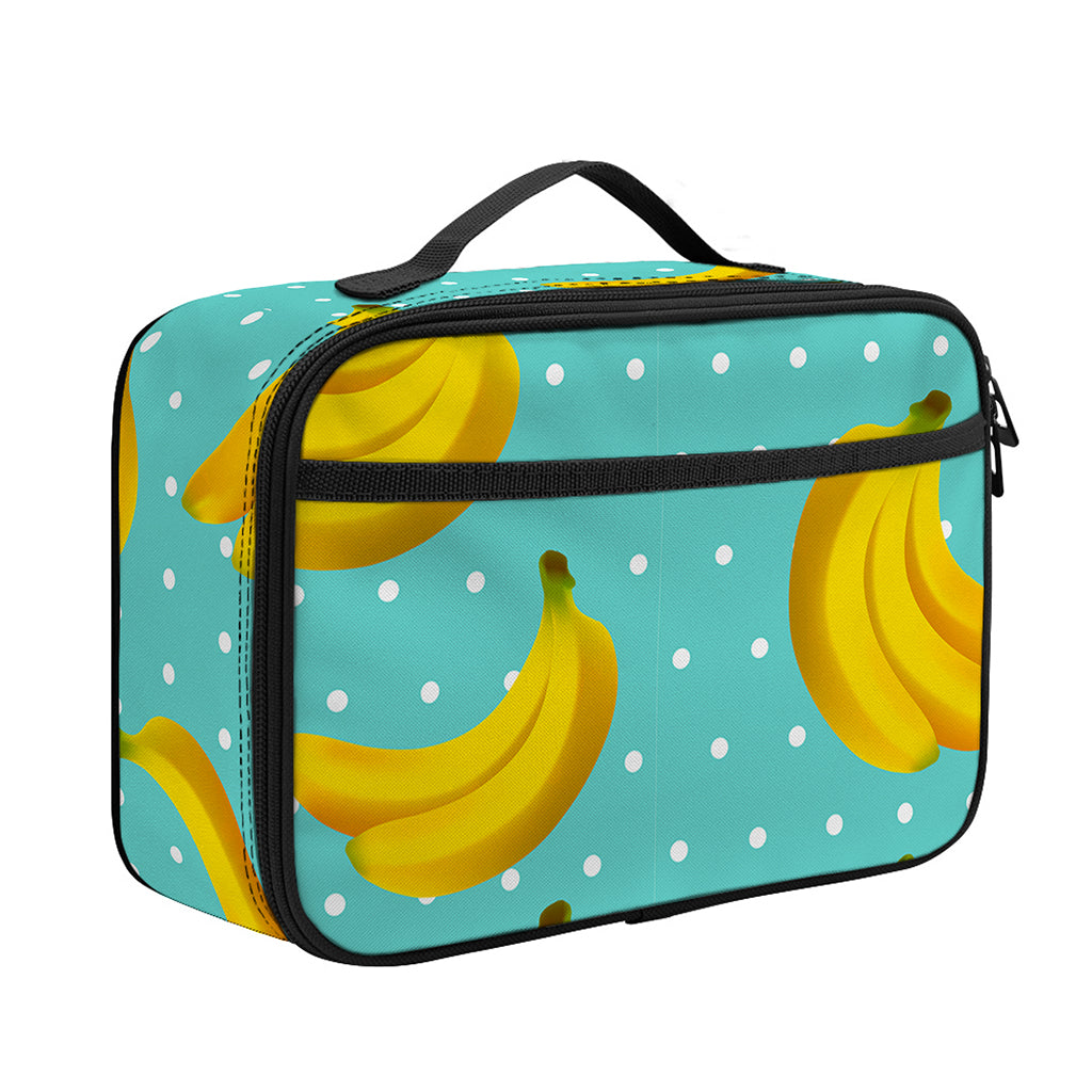 Polka Dot Banana Pattern Print Portable Lunch Bag
