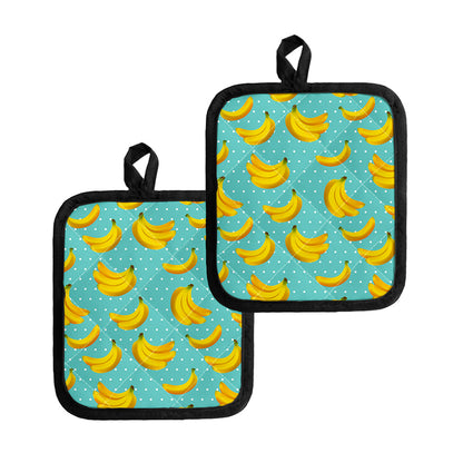 Polka Dot Banana Pattern Print Pot Holders