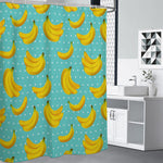 Polka Dot Banana Pattern Print Premium Shower Curtain