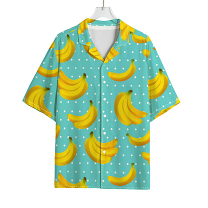 Polka Dot Banana Pattern Print Rayon Hawaiian Shirt