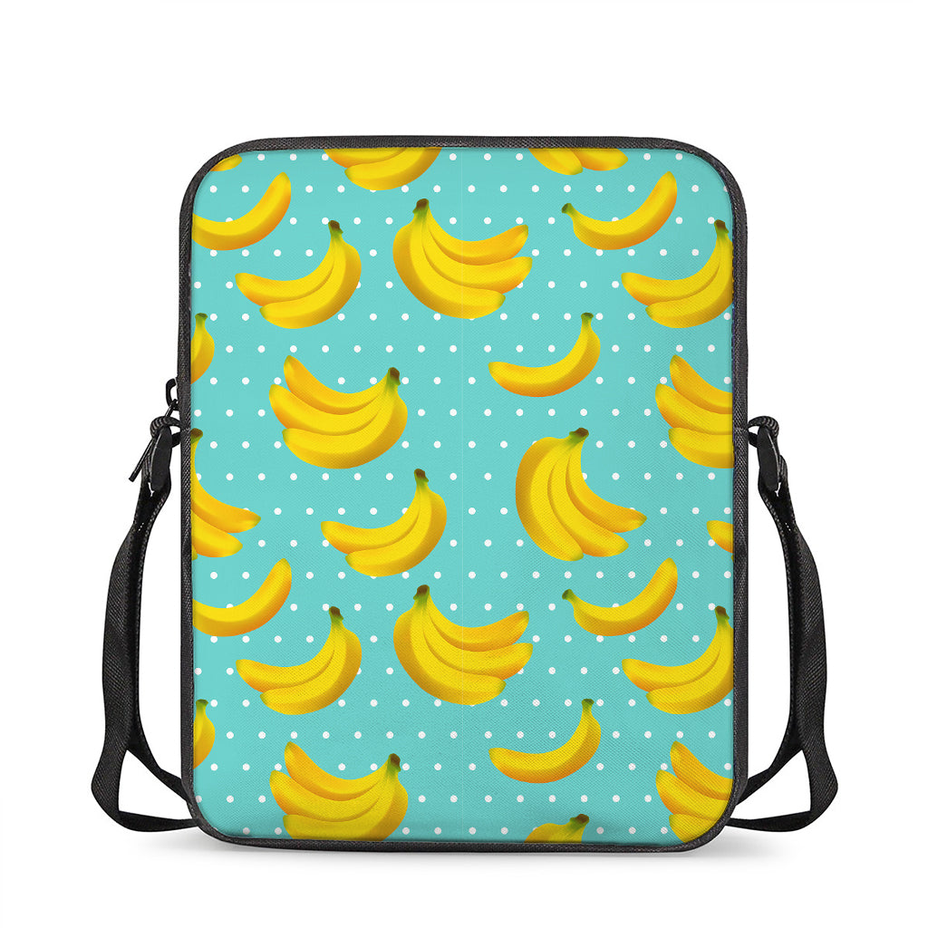 Polka Dot Banana Pattern Print Rectangular Crossbody Bag
