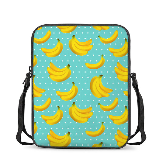 Polka Dot Banana Pattern Print Rectangular Crossbody Bag