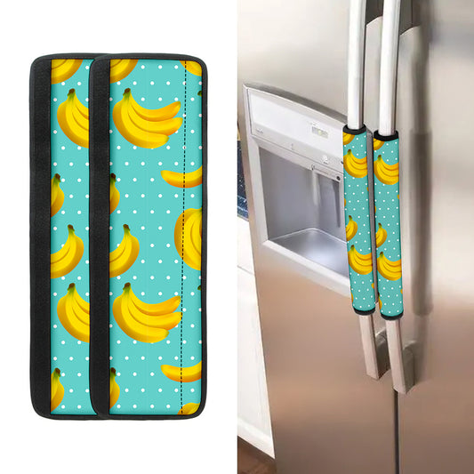 Polka Dot Banana Pattern Print Refrigerator Handle Covers