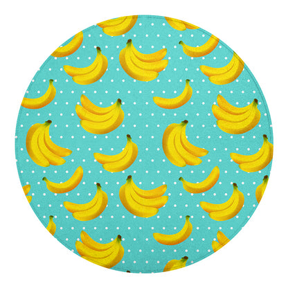 Polka Dot Banana Pattern Print Round Blanket