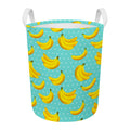 Polka Dot Banana Pattern Print Round Laundry Basket