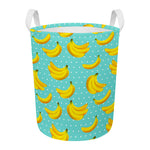 Polka Dot Banana Pattern Print Round Laundry Basket