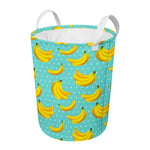 Polka Dot Banana Pattern Print Round Laundry Basket