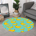 Polka Dot Banana Pattern Print Round Rug
