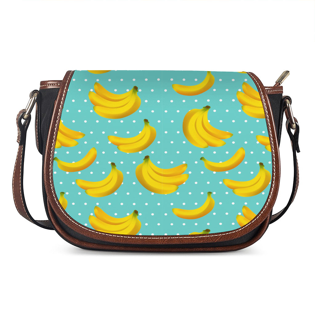 Polka Dot Banana Pattern Print Saddle Bag