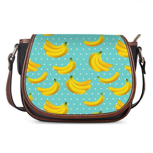 Polka Dot Banana Pattern Print Saddle Bag