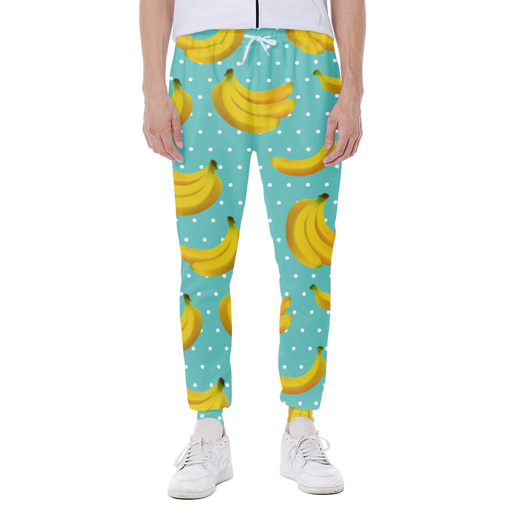 Polka Dot Banana Pattern Print Scuba Joggers