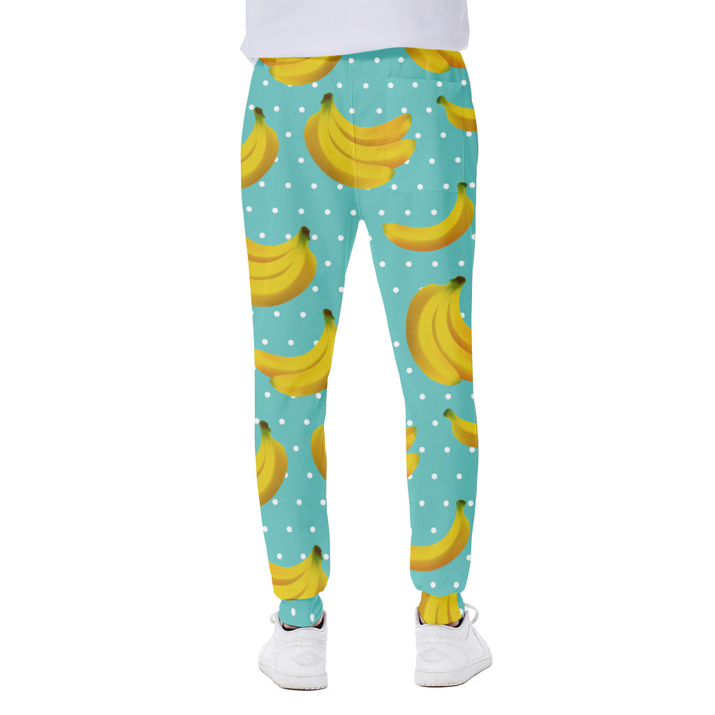 Polka Dot Banana Pattern Print Scuba Joggers