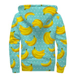 Polka Dot Banana Pattern Print Sherpa Lined Zip Up Hoodie