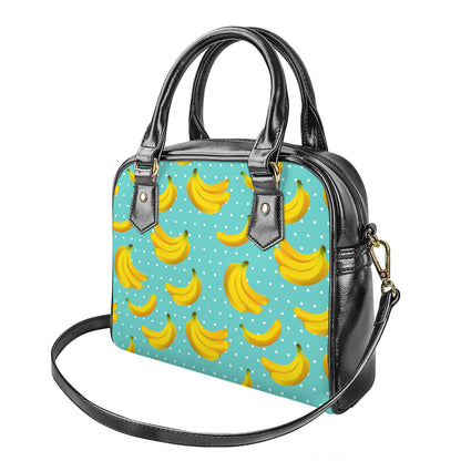 Polka Dot Banana Pattern Print Shoulder Handbag