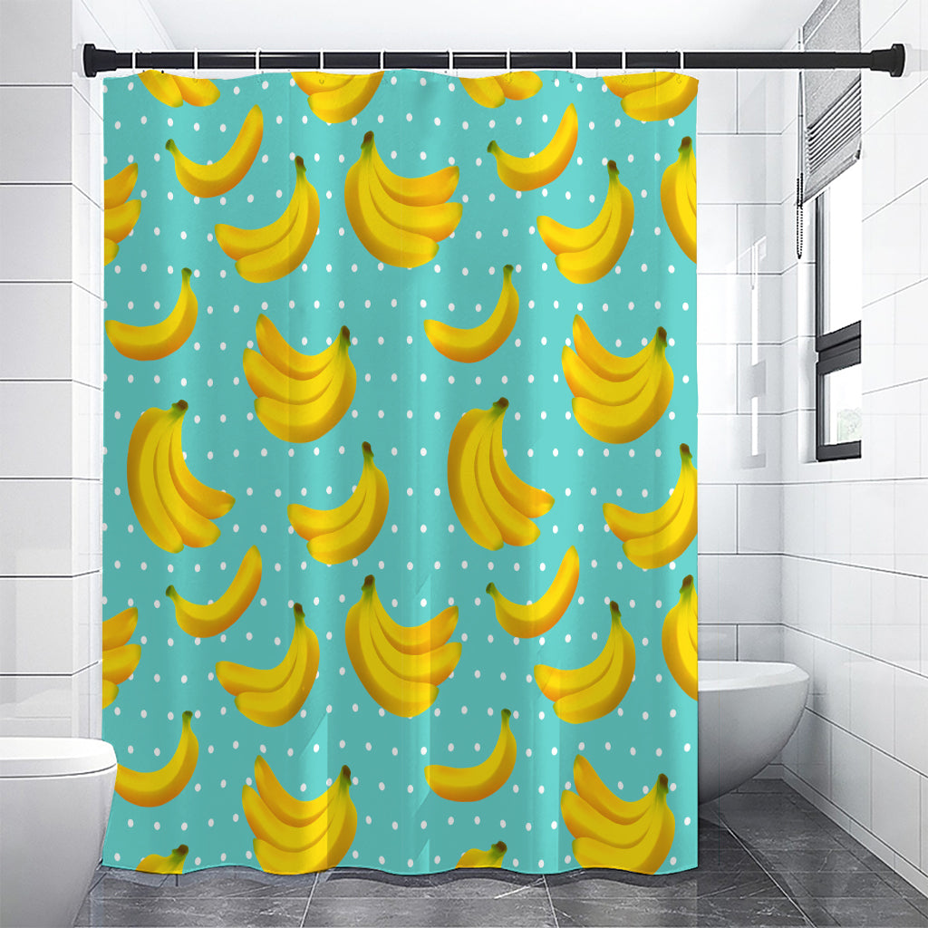 Polka Dot Banana Pattern Print Shower Curtain
