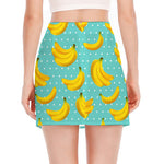 Polka Dot Banana Pattern Print Side Slit Mini Skirt