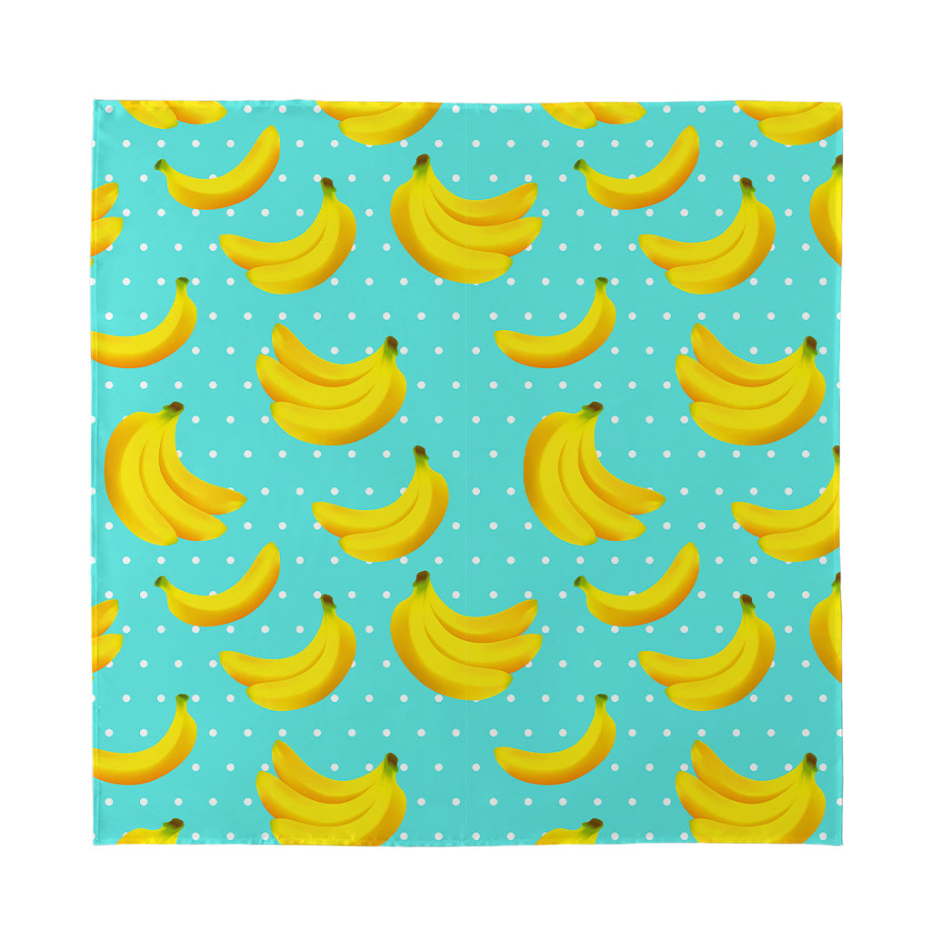 Polka Dot Banana Pattern Print Silk Bandana