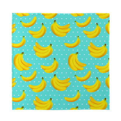 Polka Dot Banana Pattern Print Silk Bandana