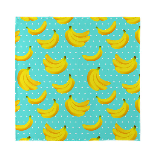 Polka Dot Banana Pattern Print Silk Bandana